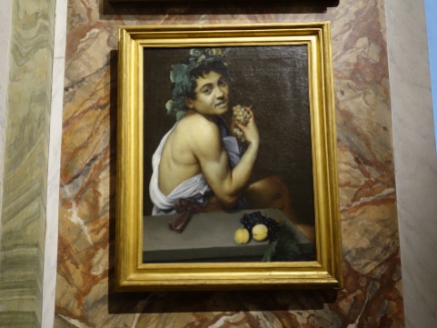Caravaggio: Self-Portrait as Bacchus (Sick Bacchus) (1593). Moonlight effect.