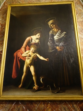 Caravaggio: Madonna of the Palafrenieri, (1605-06). Controversial when painted, because the figures look all too human.