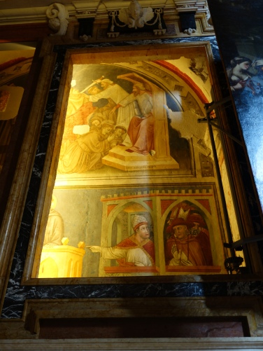 St. Fermo 14C frescoes under 16C painting